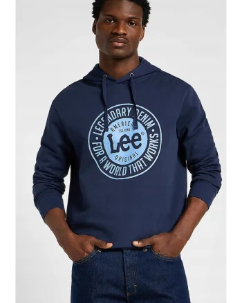 Hanorac barbati,  Legendary Hoodie, bleumarin cu imprimeu logo, bumbac