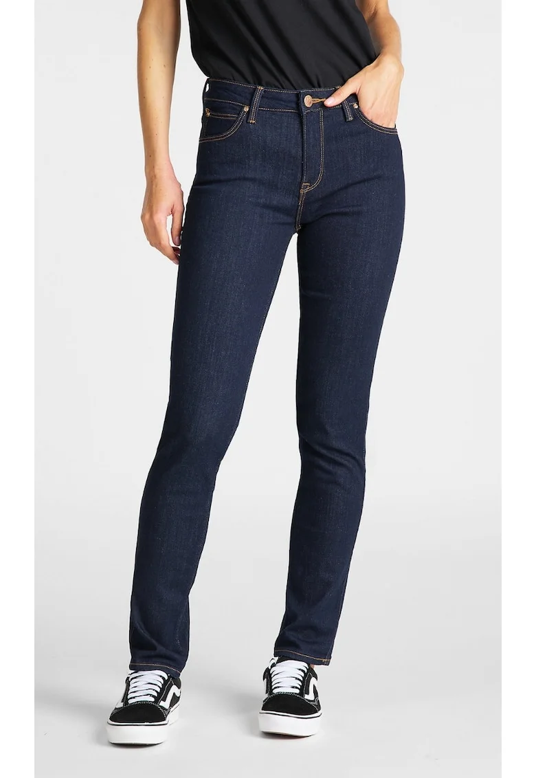 Blugi de dama  ELLY slim, albastru, bumbac, talie medie