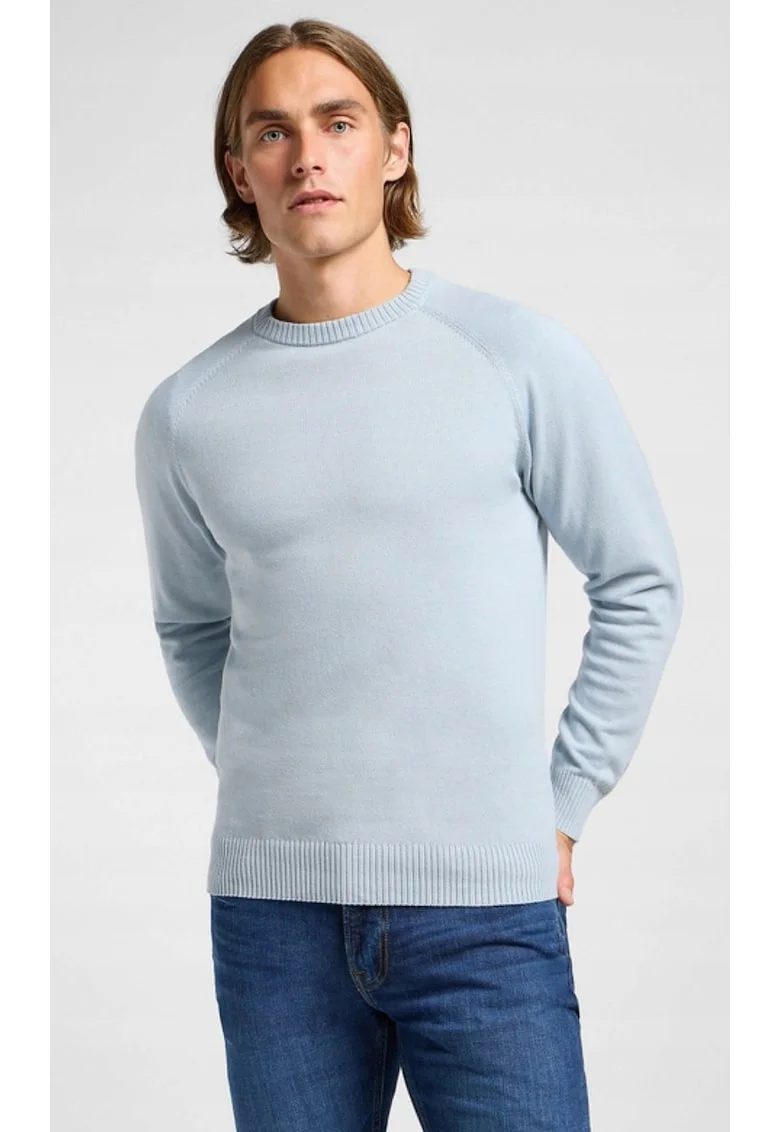 Pulover barbati,  CLEAN RAGLAN SWEATER, slim fit, albastru, bumbac