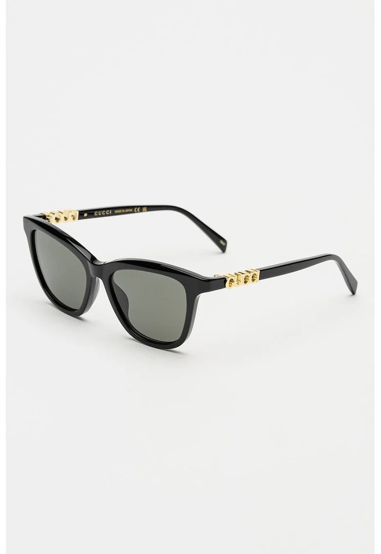 Ochelari de soare cat-eye cu logo metalic, Auriu/Negru