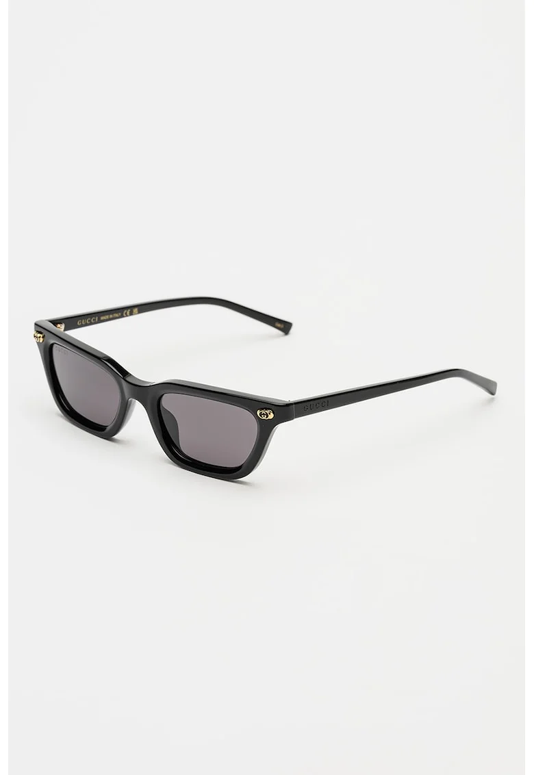 Ochelari de soare dreptunghiulari cu logo, Negru