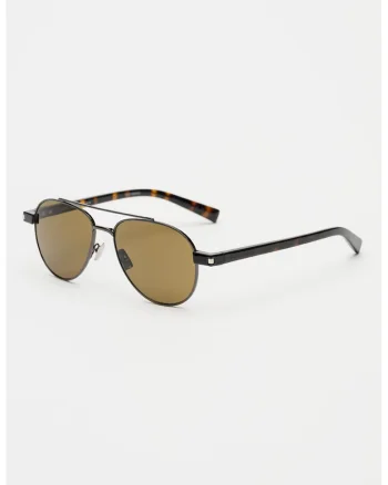 Ochelari de soare aviator cu logo discret pe brate, Maro