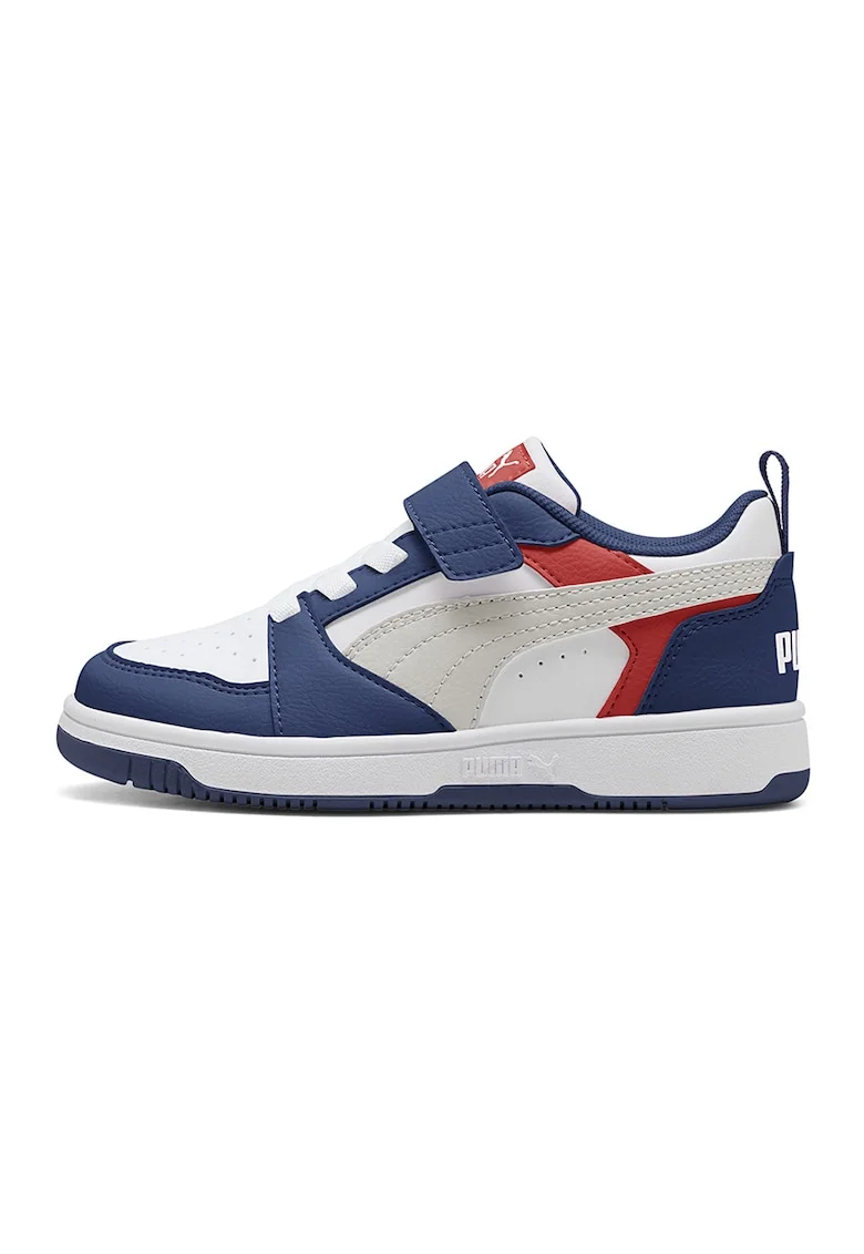 Pantofi sport Rebound V6 din piele ecologica cu velcro, Alb/Albastru inchis