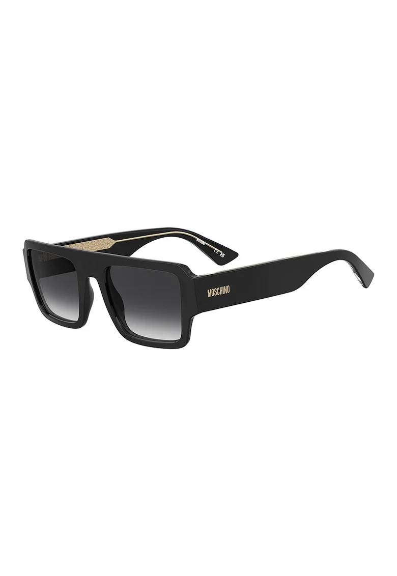 Ochelari de soare unisex patrati cu lentile uni, Negru