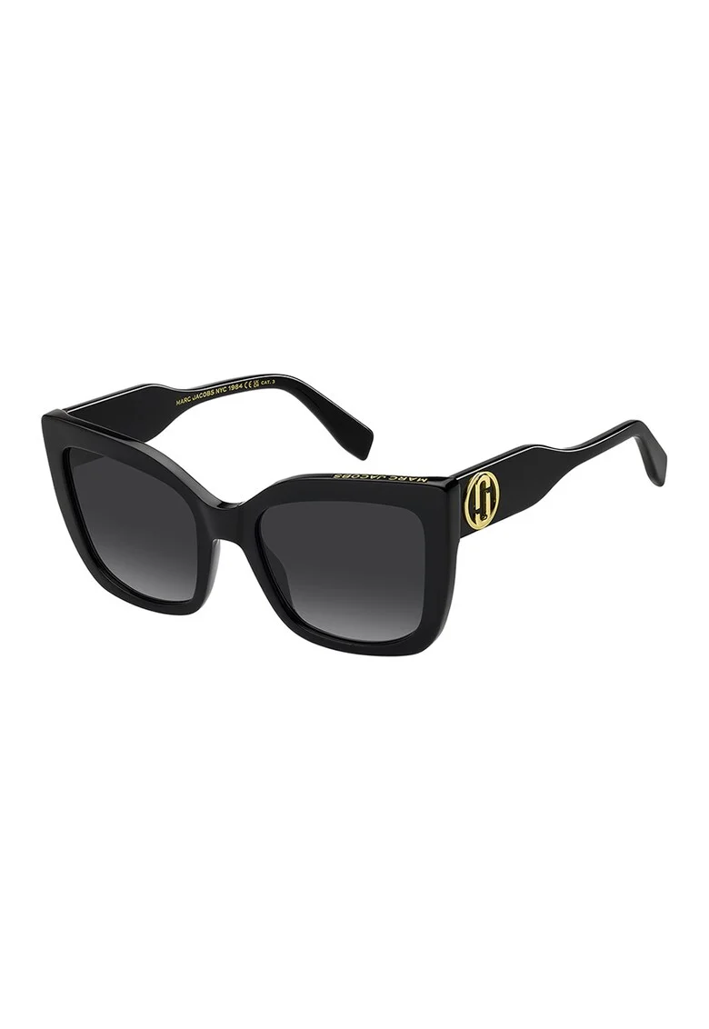 Ochelari de soare cat-eye cu lentile in degrade, Auriu/Negru