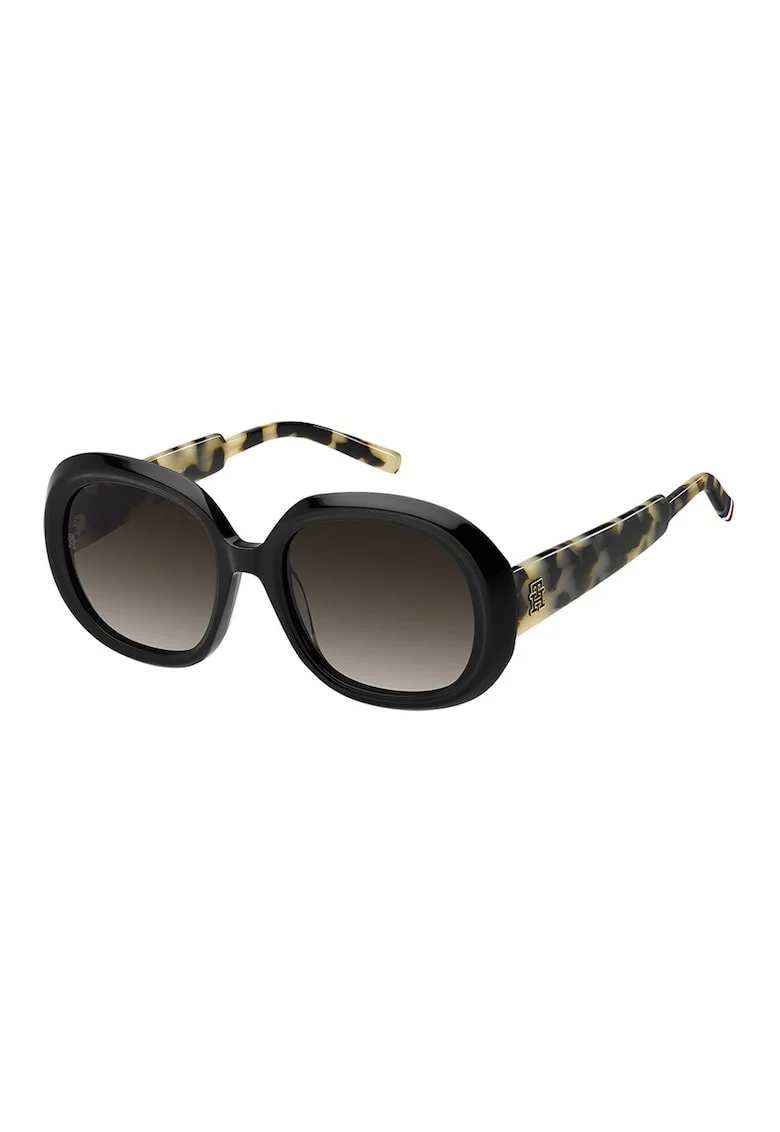 Ochelari de soare rotunzi cu lentile in degrade, Negru/Galben