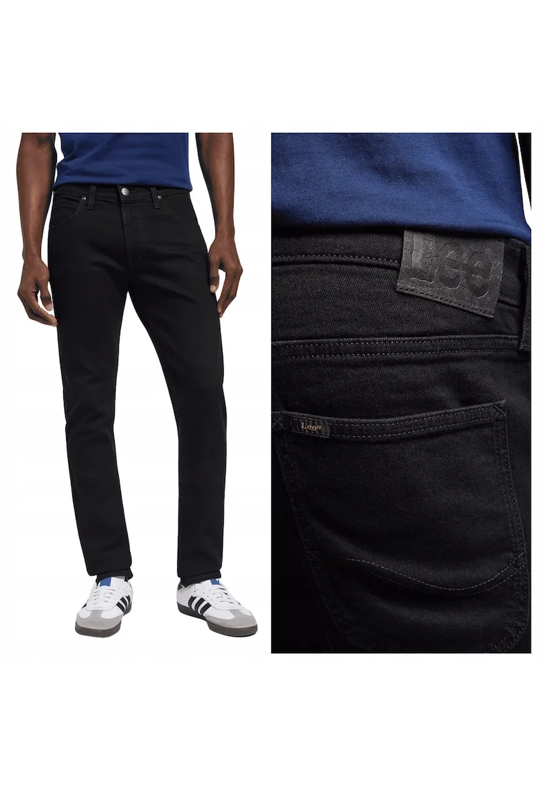 Blugi Barbati,  Luke, Slim Fit, Talie Medie, Lungi, Fermoar, 5 Buzunare, Bumbac, Negru, Negru