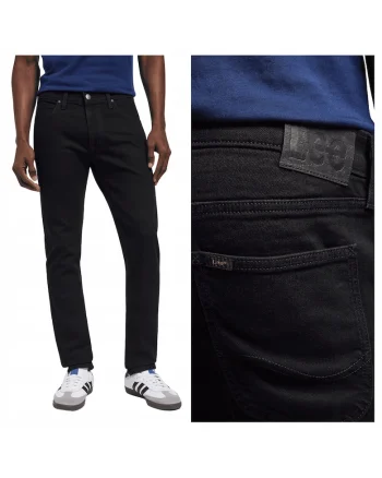 Blugi Barbati,  Luke, Slim Fit, Talie Medie, Lungi, Fermoar, 5 Buzunare, Bumbac, Negru, Negru