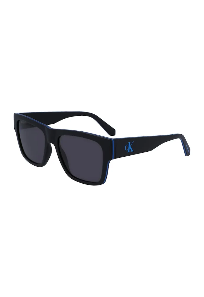 Ochelari de soare dreptunghiulari cu logo, Negru/Verde lime