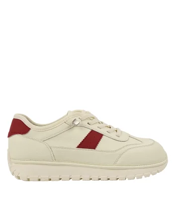 Pantofi sport, dama,  KM5503 alb-rosu, piele naturala Piele naturala, Alb