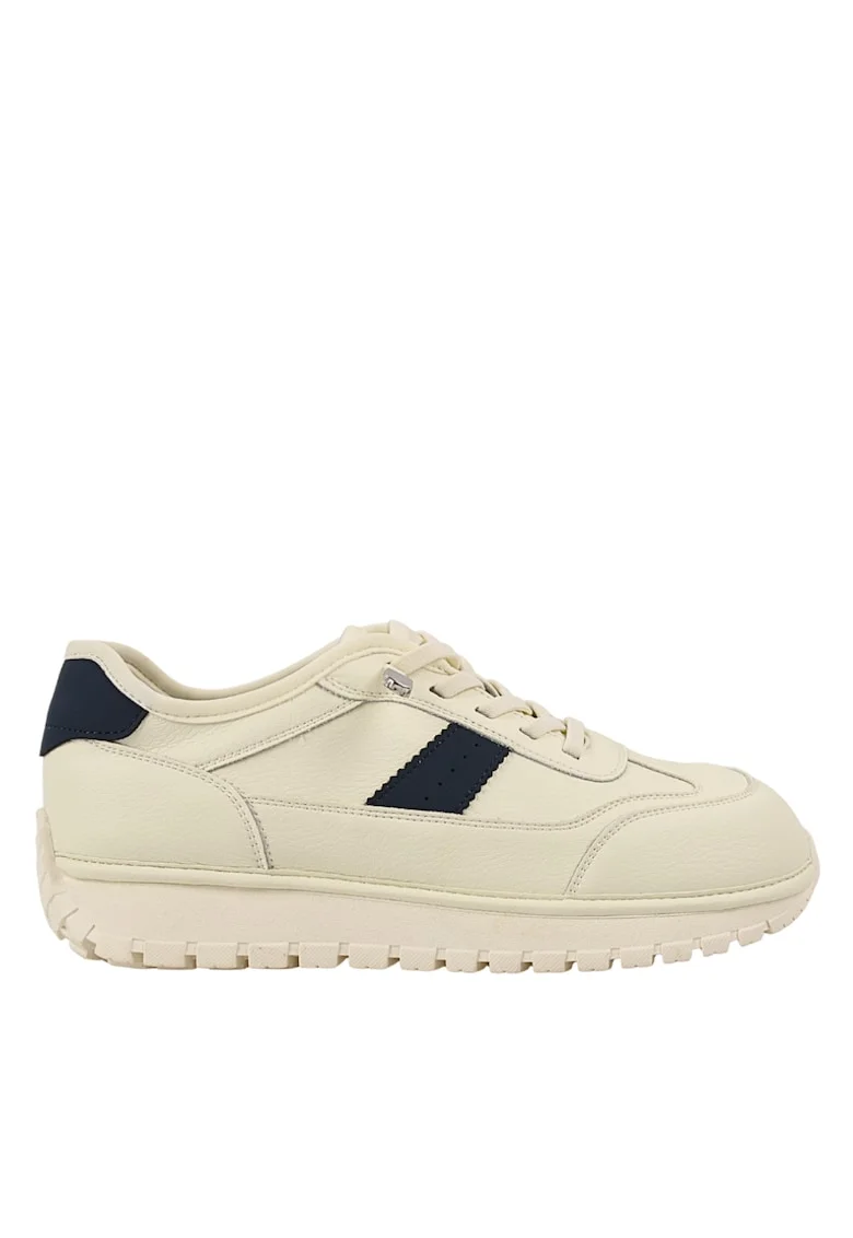 Pantofi sport, dama,  KM5503 alb-albastru, piele naturala Piele naturala, Crem