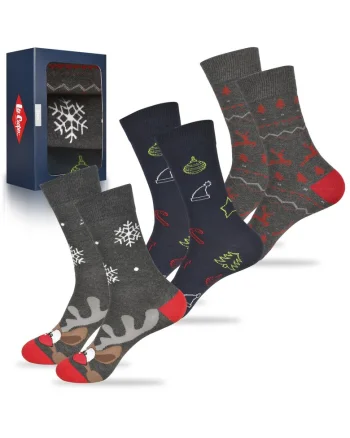 Set 3 Perechi Sosete Barbati,  Model de Craciun cu Ren, pentru Cadou