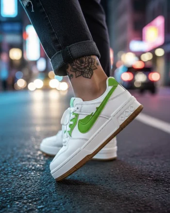 Adidasi dama albi cu verde casual  9981