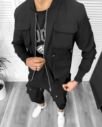 Jacheta barbati slim fit negru K018 N8-4.2