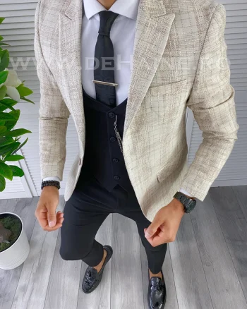 Sacou barbati in carouri slim fit B5579  P19-4.3