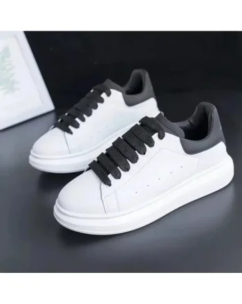Adidasi unisex vip albi cu sireturi negre  B03  T8-2