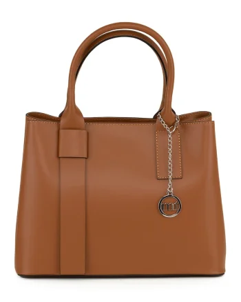 Geanta tote din piele cu bareta detasabila Argonne, Caramel