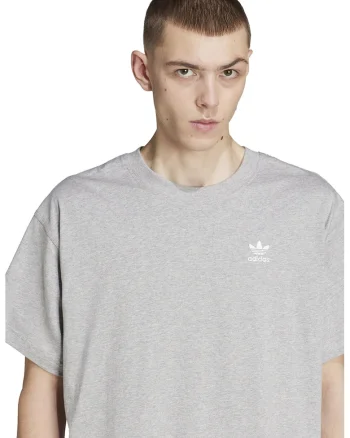 Tricou supradimensionat de bumbac cu logo Trefoil Essentials, Alb/Gri melange