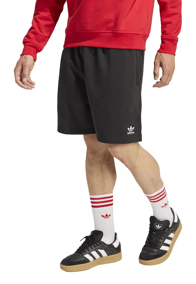 Pantaloni scurti cu talie elastica si buzunare laterale, Negru