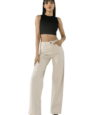 Pantaloni crem Evazati  J251-25 M9 19874, Crem
