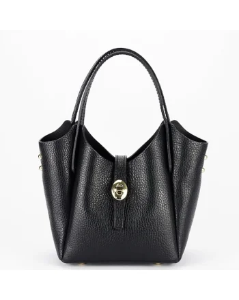 Geanta mica din piele naturala 2057 131, Negru, 16x16x10