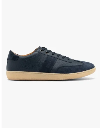 Pantofi sport din piele cu garnituri din piele intoarsa, Bleumarin
