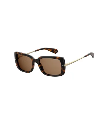 Ochelari de soare patrati cu lentile polarizate - 45975, Auriu/Maro inchis