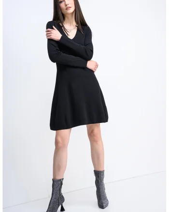 Rochie scurta cu decolteu in V Sibery, Negru