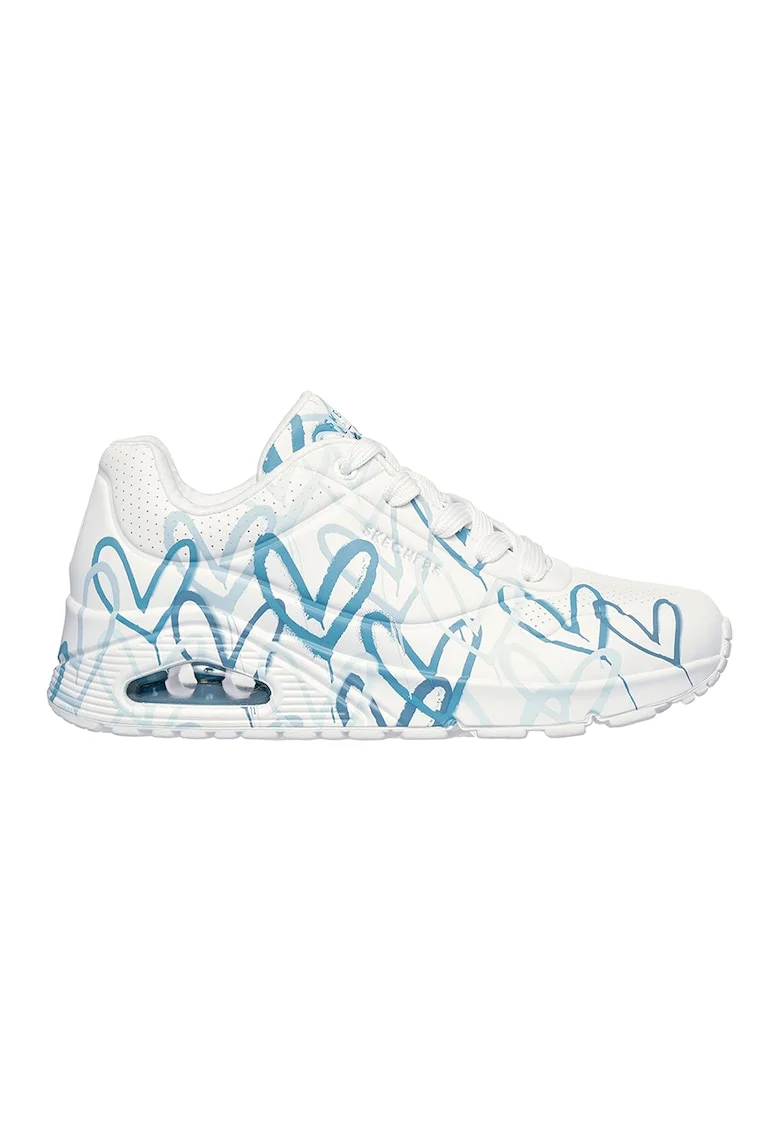 Pantofi sport cu talpa wedge Uno Spread The Love, Alb/Albastru