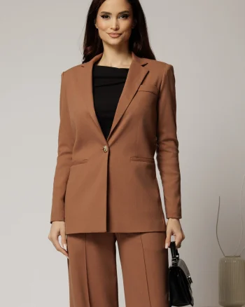 Sacou DY Fashion maro oversize cu detalii la spate
