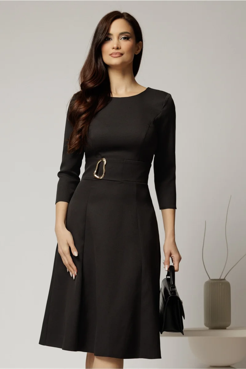 Rochie DY Fashion neagra clos cu detaliu pe talie