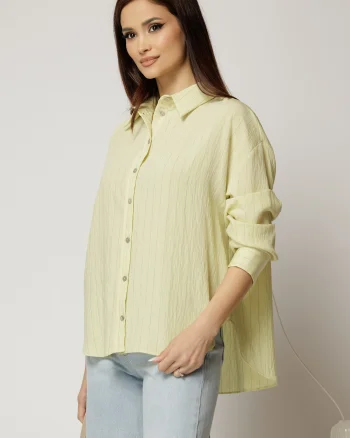 Camasa galbena cu dungi cu maneci lungi si croi oversize