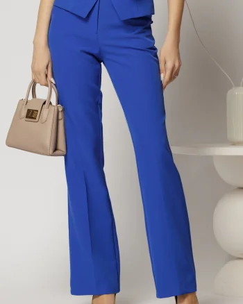 Pantaloni Melody albastri lungi croi usor evazat