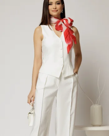 Vesta DY Fashion alba casual office cu croi cambrat