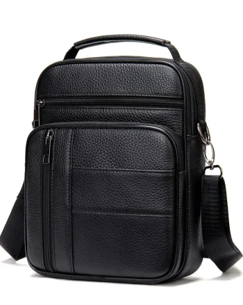 Geanta barbati, Leon GT952, piele naturala, model negru