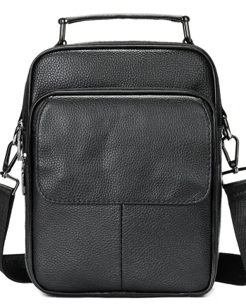 Geanta de umar pentru barbati, Atomis GT2590, piele naturala, Negru