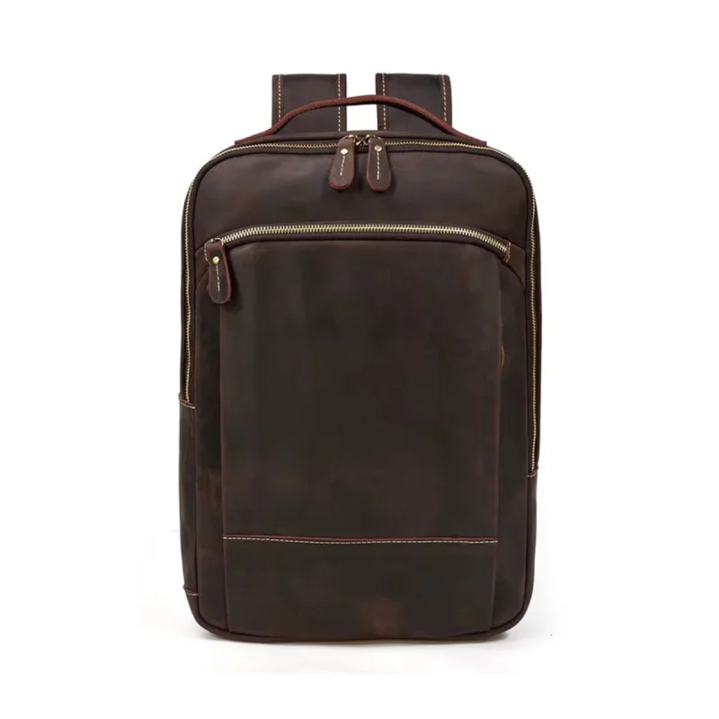 Rucsac pentru barbati, Orion GT3321, piele naturala, Maro inchis