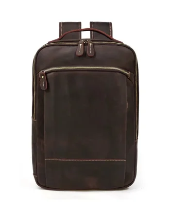 Rucsac pentru barbati, Orion GT3321, piele naturala, Maro inchis