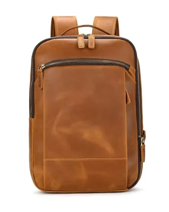 Rucsac pentru barbati, Orion GT3322, piele naturala, Cognac