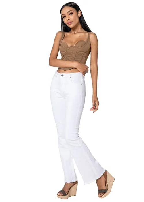 Pantaloni albi Evazati Nina Carter J230-2 M7