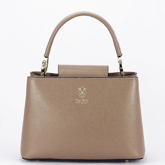 Geanta taupe inchis din piele naturala 8950 119