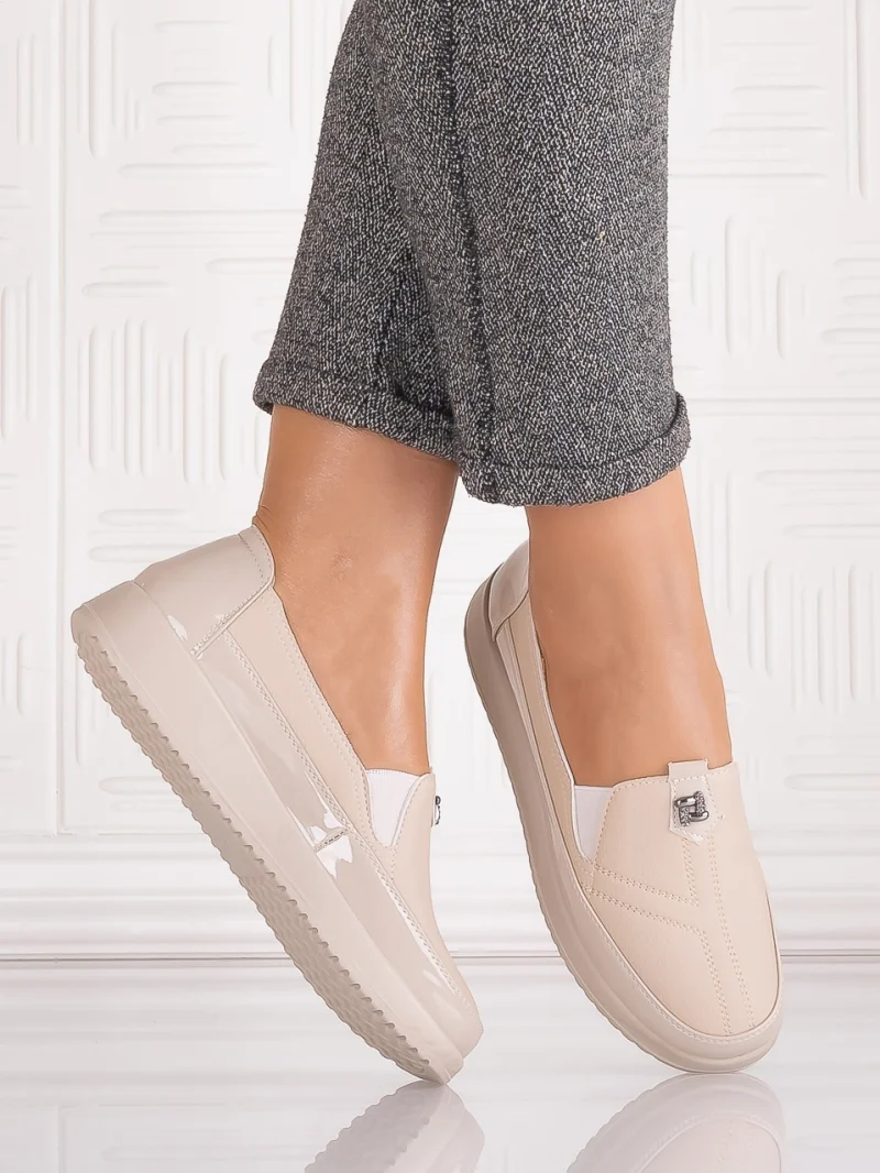 Pantofi casual Bej dama din Piele Ecologica Assia