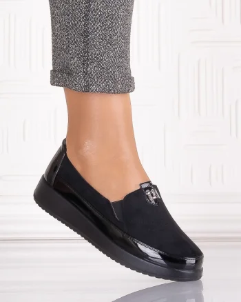 Pantofi casual Negri dama din Piele Ecologica Assia