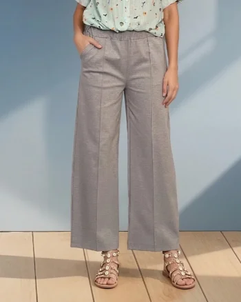 Pantaloni drepți cu dungă pe picior și buzunare gri - Unica S-L