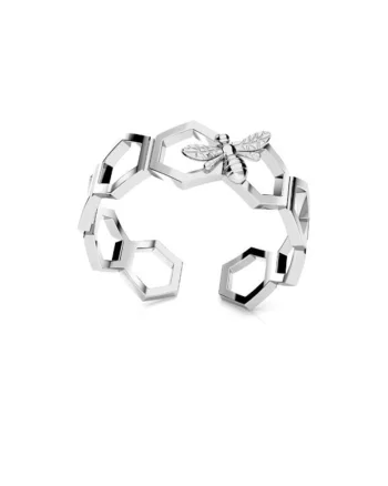 Inel reglabil Fagure de Miere si Albina din Argint 925