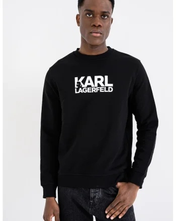 Bluza de trening cu imprimeu logo si decolteu la baza gatului