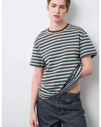 Tricou din bumbac cu model cu dungi