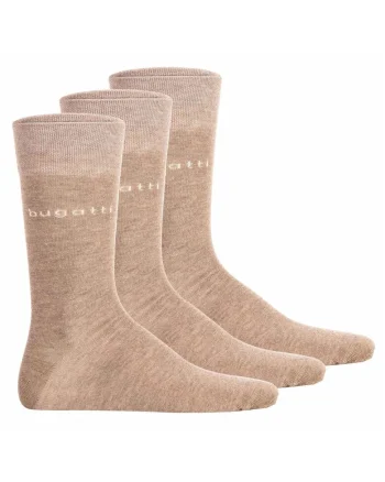 Set de sosete lungi cu detalii logo - 3 perechi, Bej