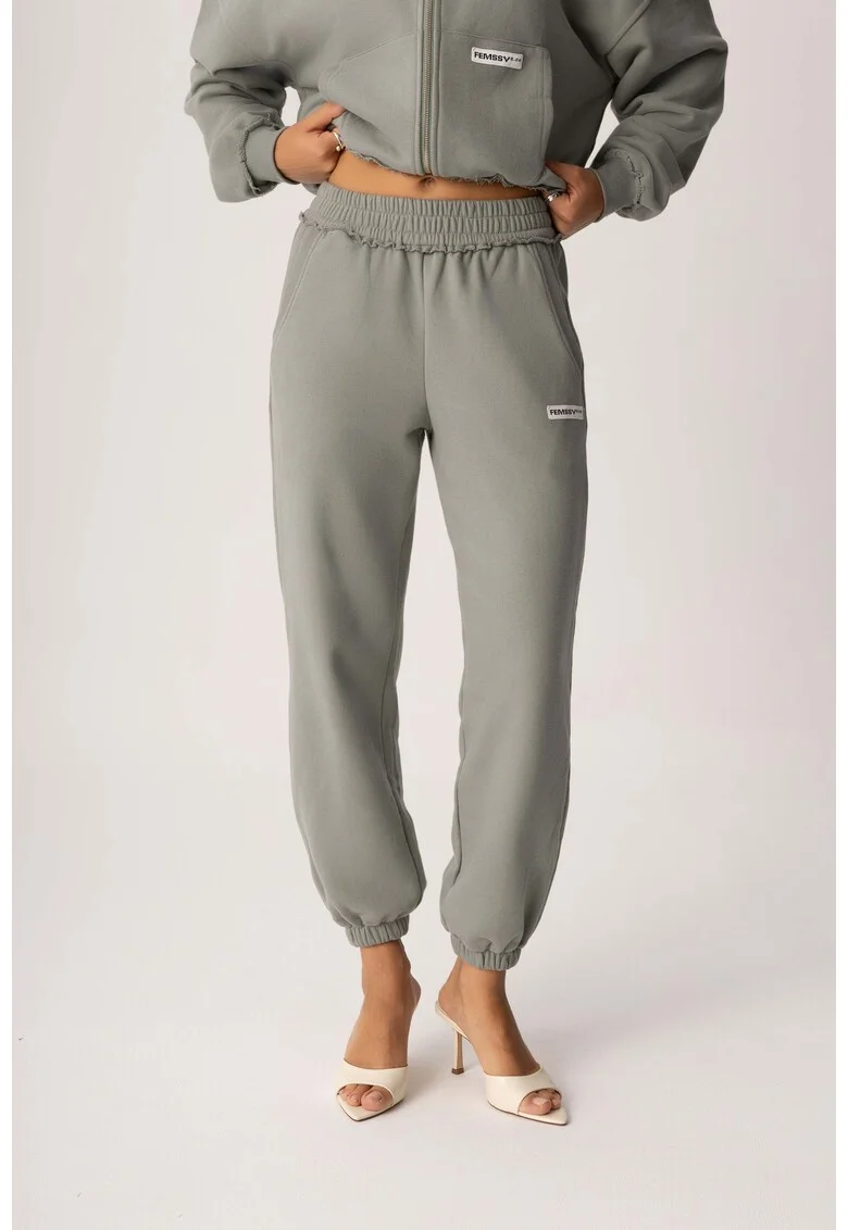 LAZE Pantaloni sport dama din bumbac verde casual confortabili, Verde