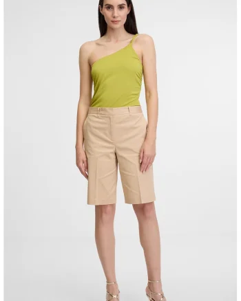 Pantaloni scurti chino cu talie medie, Bej